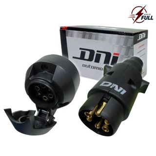 Kit Tomada Elétrica Carretinha Caminhão Reboque Conector Fêmea Macho 6 Polos 12v/24v Nylon DNI