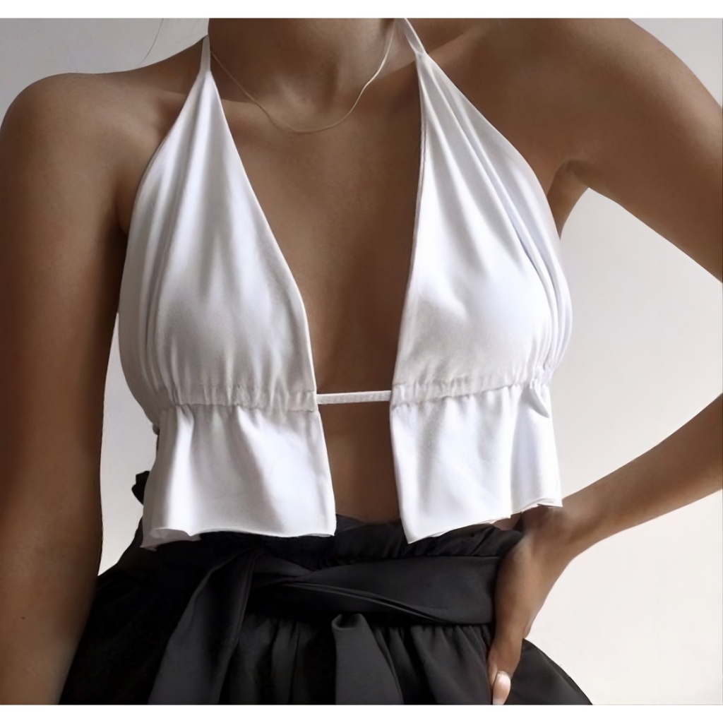 Blusinha Amarração Cropped Costas Nua Feminina
