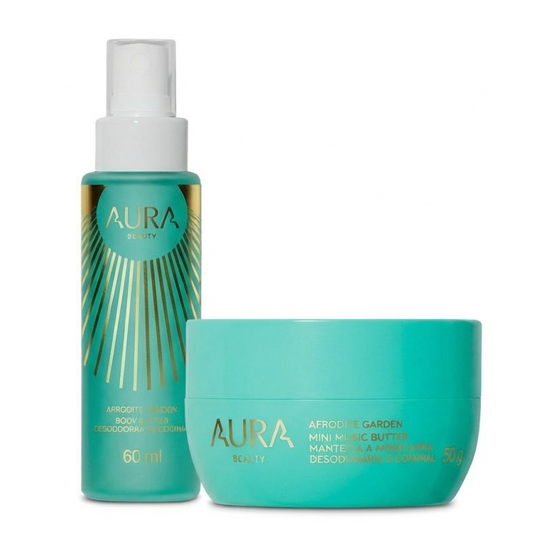 Kit Miniatura Hinode Aura Beauty Afrodite Garden Body Splash + Manteiga Hidratante 60ml + 50g