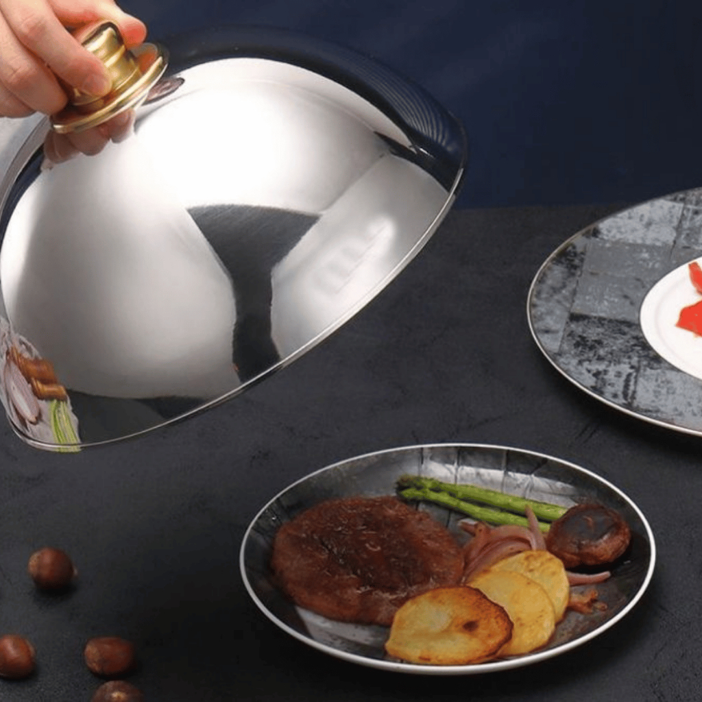 Tampa Inox 25cm Cloche Alimentos Cúpula Servir Cobrir Proteger Pratos Cromada Brilhante — imagem 2 de 2