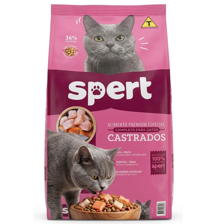 Ração Spert Gatos Castrados Premium Especial - Sabor Frango e Salmão 10.1kg