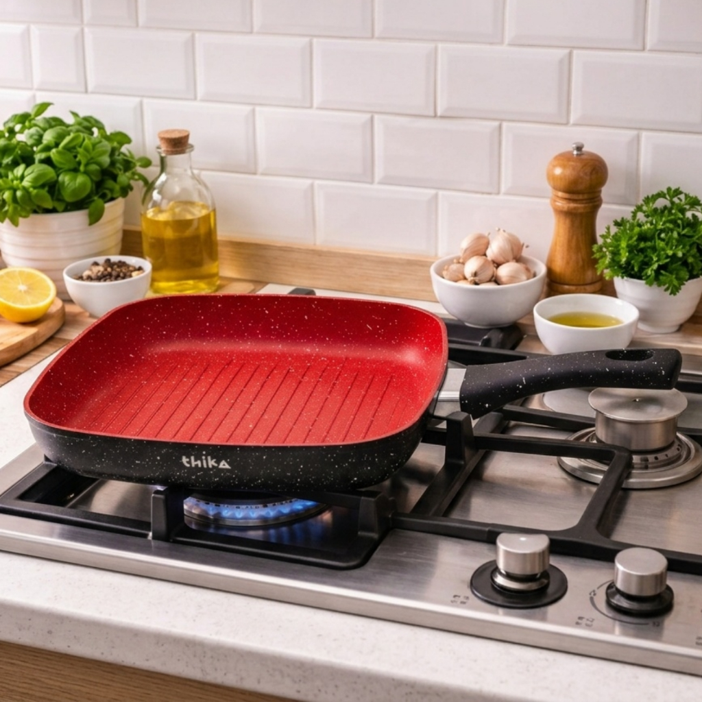 Frigideira Grill Quadrada Antiaderente 24cm Inducao Stone Cozinha Robustez Durabilidade