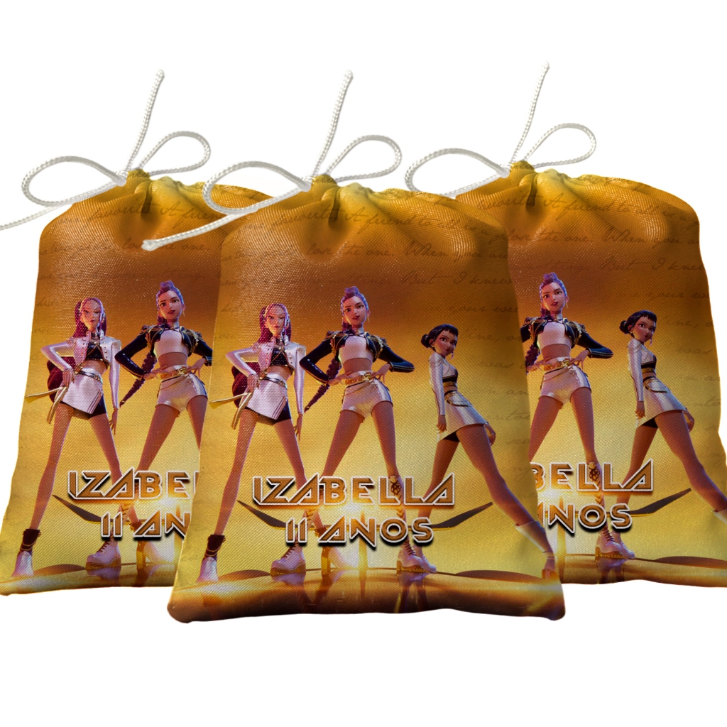 Sacolinha Lembrancinha Festa Aniversário Surpresa Tecido Personalizado Guerreiras do K POP