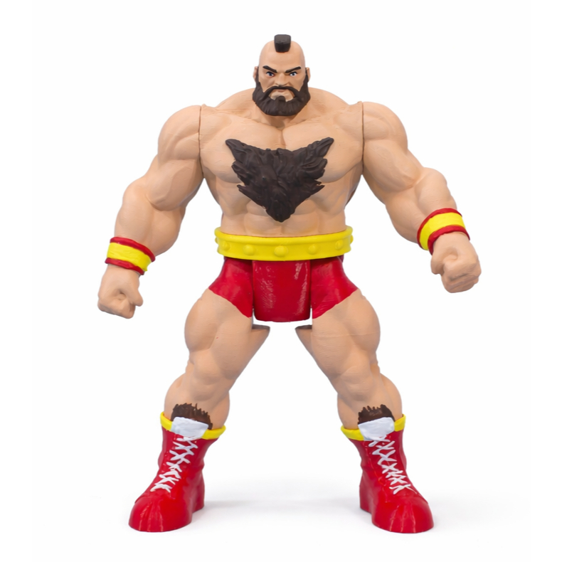 Zangief Street Fighter 2 Retrô Boneco Articulado 3D 13cm Action Figure