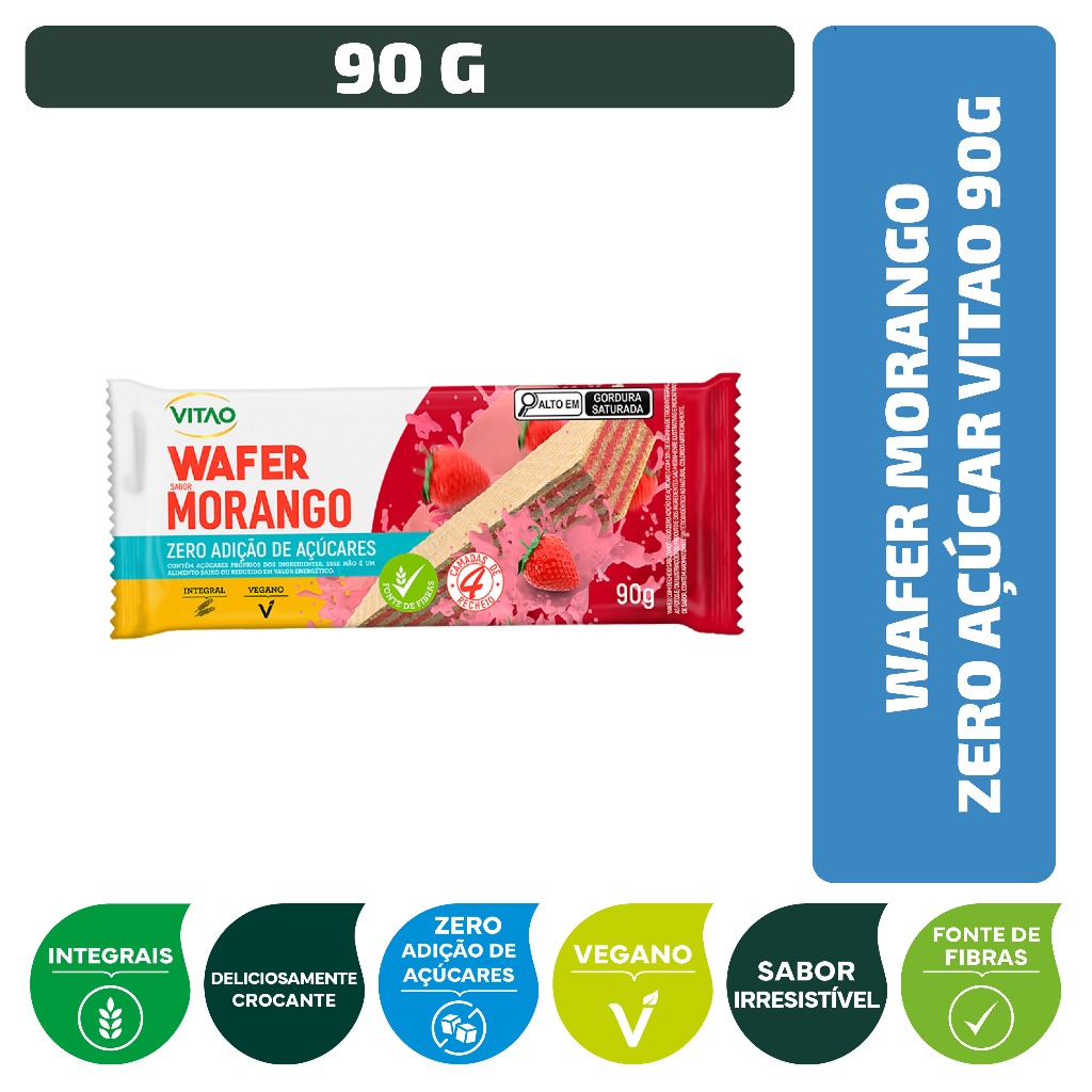 Wafer Morango Zero Açúcar Vitao 90 g