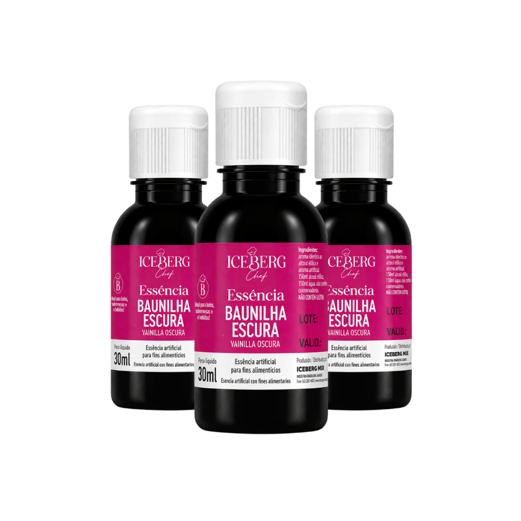 Kit Aroma Essência Artificial Baunilha Escura 30ml Iceberg