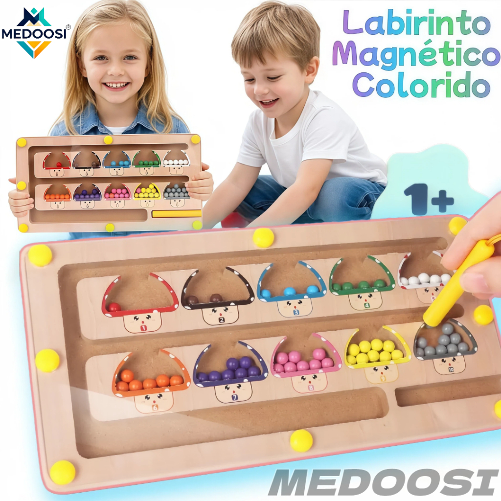 Jogos ​​Labirinto Magnético Montessori de Madeira - Classificação de Cores para Criança / Infantil Brinquedo Educativo em Oferta na Shopee