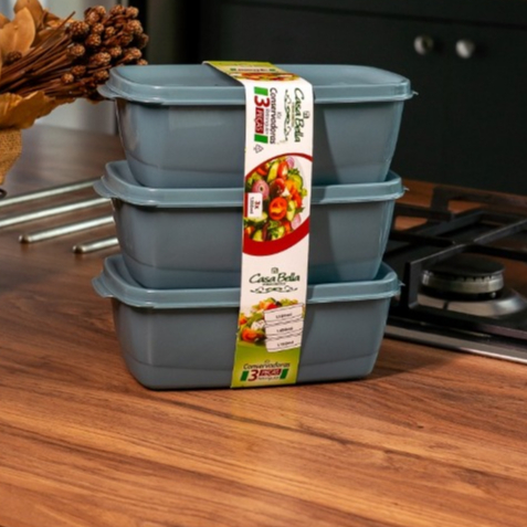 Kit 10 Potes Plásticos Retangular com Tampa Hermética —para Marmita em Oferta na Shopee