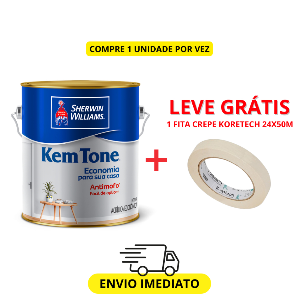 Tinta Econômica Anti Mofo Paredes KemTone 3,6L (interna) Várias Cores em Oferta na Shopee
