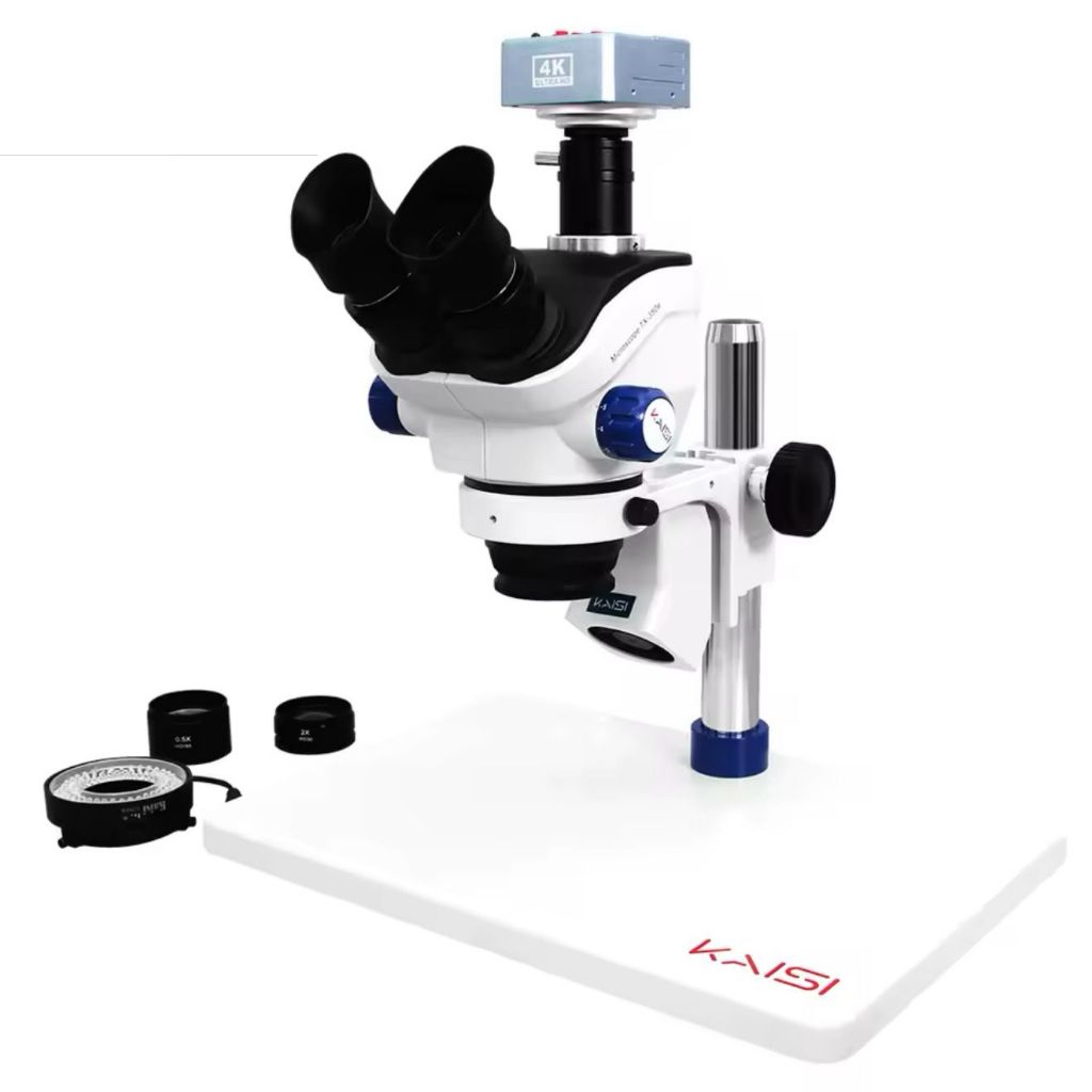 Microscópio Trinocular Kaisi TX-350e Original Profissional Alta Precisão 4K HDMI Solda SMD Reparo Placa Smartphones