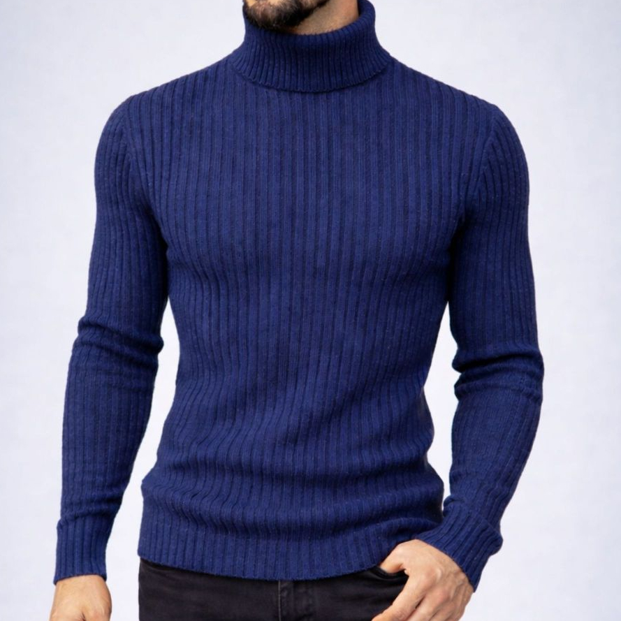 Blusa Masculina Gola Alta Cacharrel Canelada Quente Pai Elegante Inverno - 100126