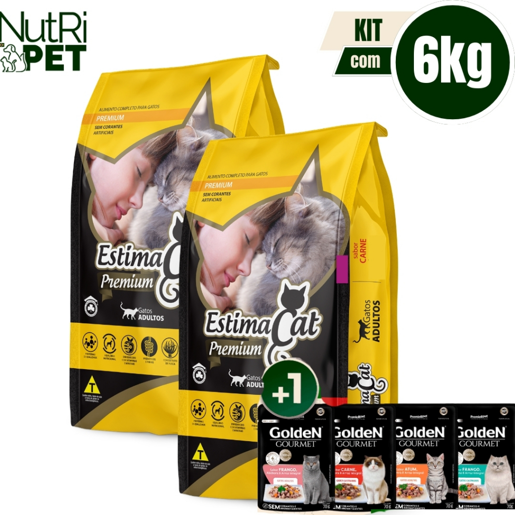 Ração EstimaCat Gatos Adultos Carne 6kg