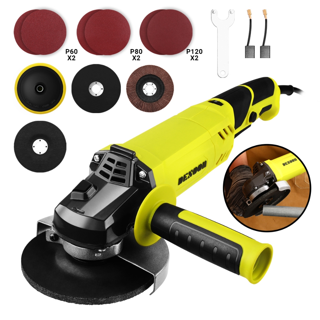 Esmerilhadeira Angular 1200W Profissional com Controle de Velocidade protetores de segurança Ferramenta Desoon