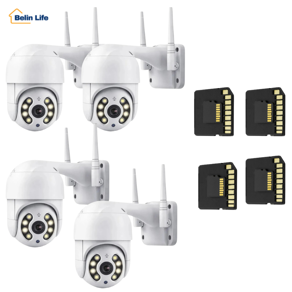 Kit 4 Câmeras Externas yoosee Wifi Prova D'Água + 4 Cartões SD 16GB