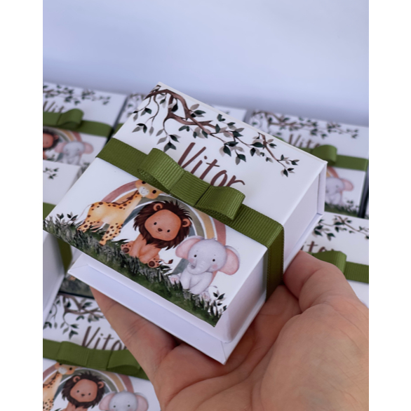 5 Caixinhas de Bençãos Lembrancinha PERSONALIZADA Versículos Orações Aniversário Batizado Maternidade SAFARI MENINO