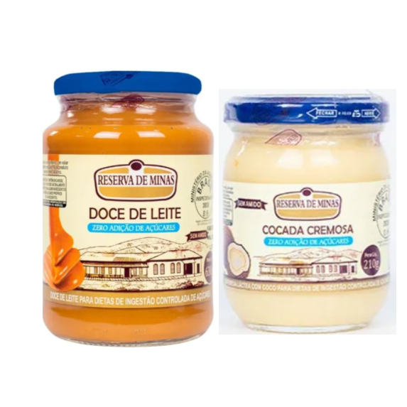 COMBO Doce de Leite 630g DIet Zero Açúcar  (Reserva de Minas)+Cocada Cremosa Diet Zero Açúcar 210g