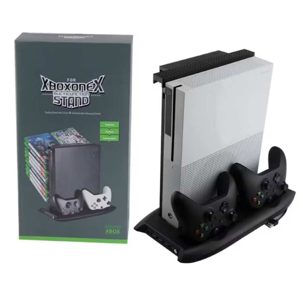 ￼Base Vertical Xbox One X Cooler Carregador Hub Suporte Jogos