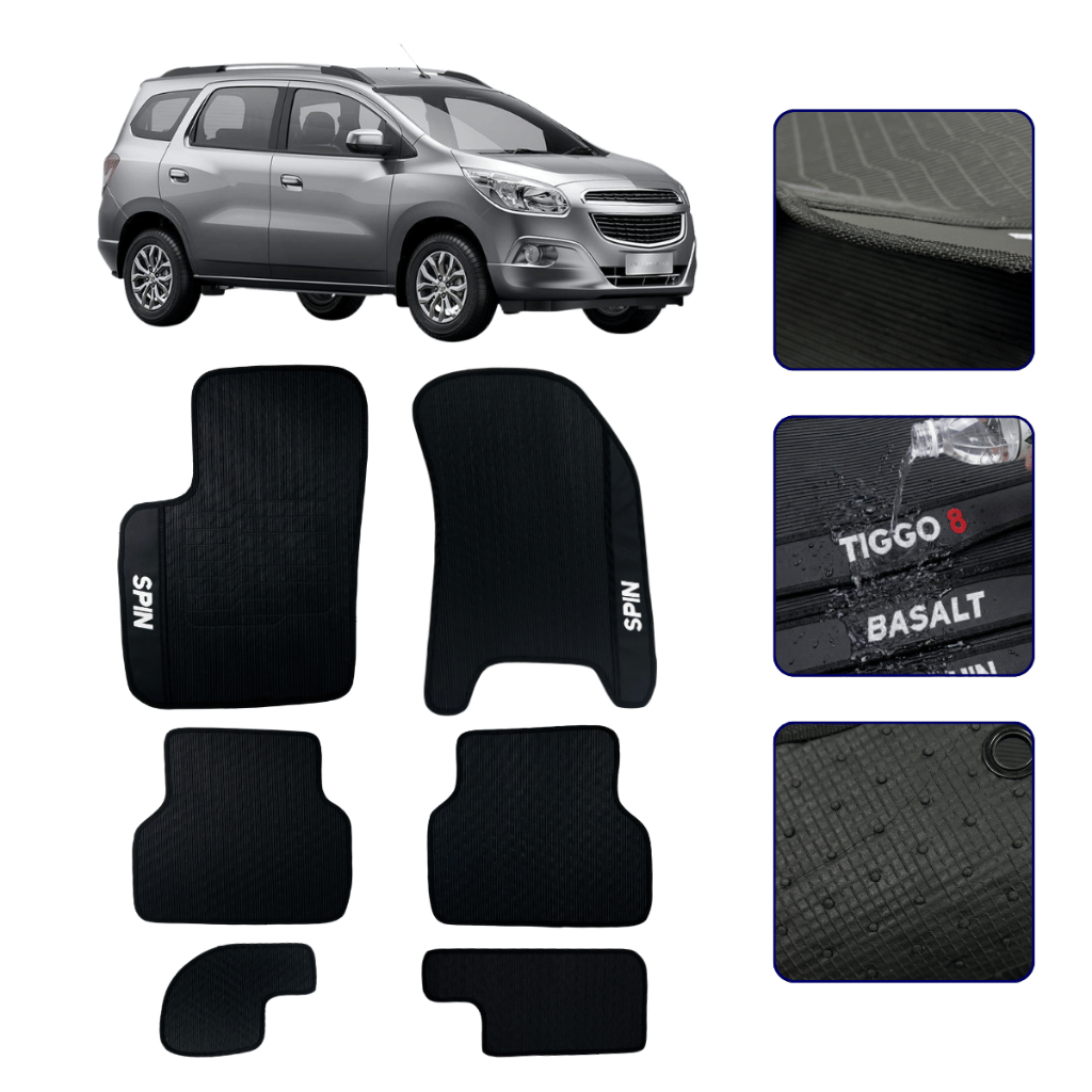 Tapete Emborrachado Para Spin SUV 7 Lugares Kit Automotivo Borracha 7 peças
