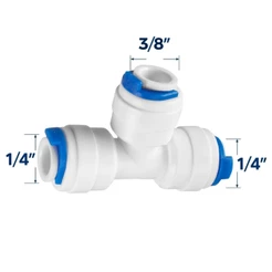 Conector T Engate Rápido 1/4 x 3/8 x 1/4 – Filtro de Água, Purificador, Jardinagem e Mangueira