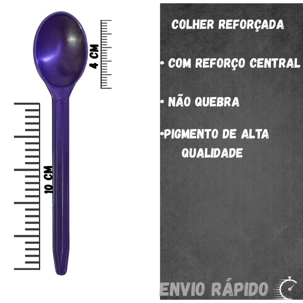Detalhes do Colher Roxa Inquebrável 13,5cm ~100 a 300und ~ para, Açaí, Sorvete, Sobremesa