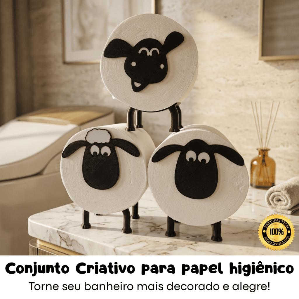 Porta Papel Higiênico Criativo Decorativo Ovelhas Ovelhinhas Suporte Papel Higiênico Decoração Divertida e Criativa