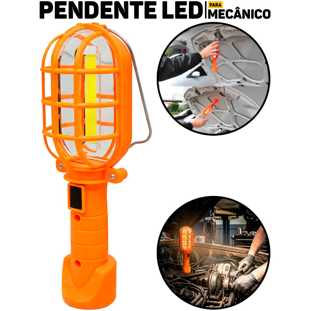 Pendente Mecânico LED Foxlux 3W Portátil Alta Iluminação Oficina Mecânico Profissional