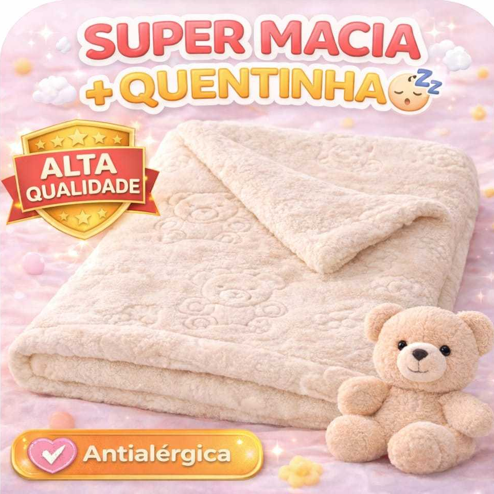 Manta Bebê 3D Cor OFF Microfibra Ultra Macia Cobertor Mantinha Maternidade Menino Menina Perfeita