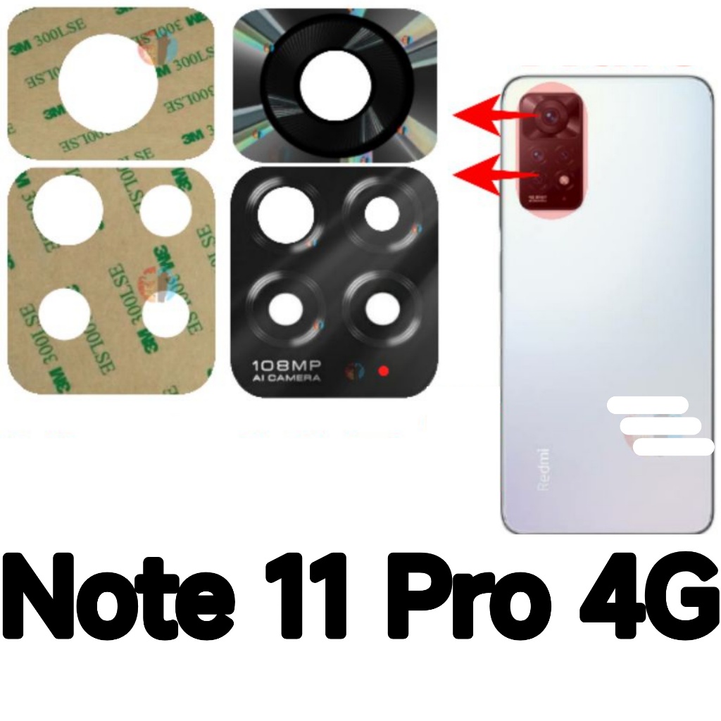 Lente da Camera Para Redmi Note 11 Pro 4G, 2201116TG, 2201116TI, Vidro da Câmera Vidrinho