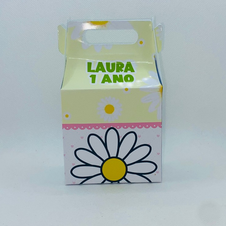 Caixinha Margarida Maletinha Personalizada com Nome e Idade Lembrancinha Festa Infantil Aniversário