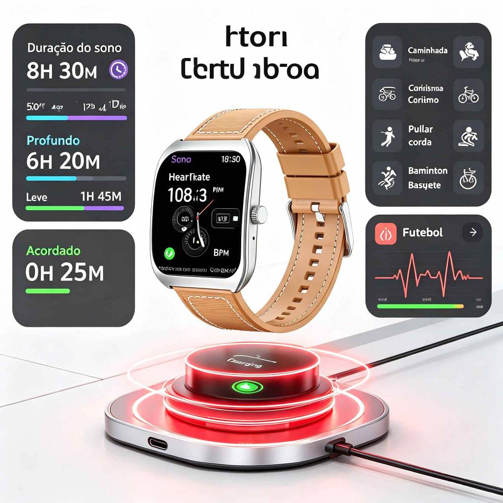 H5 Smartwatch Tela Grande 1.83" Bluetooth5.4 Baixa Latencia - CarregamentoMagnetico & Toque Unico| Rastreador deSaude