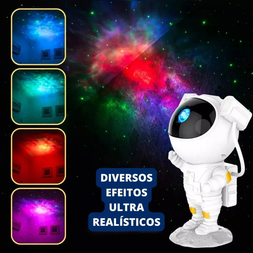 Projetor Galáxia LED RGB com Bluetooth Controle  Luminária Céu Estrelado Rotativa Quarto e Decoração