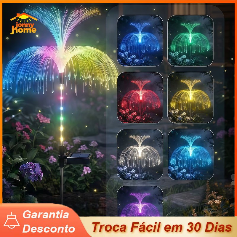 Luminária Solar Espeto Água-viva Decoração Para Jardim Ip65 7 Cores