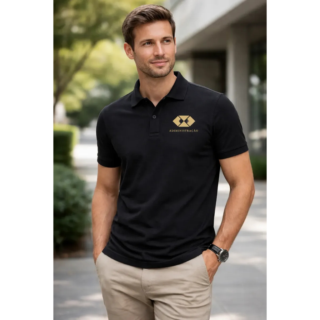 Camisa Pólo Masculina ADMINISTRAÇÂO em Piquet Modelo Exclusivo Premium