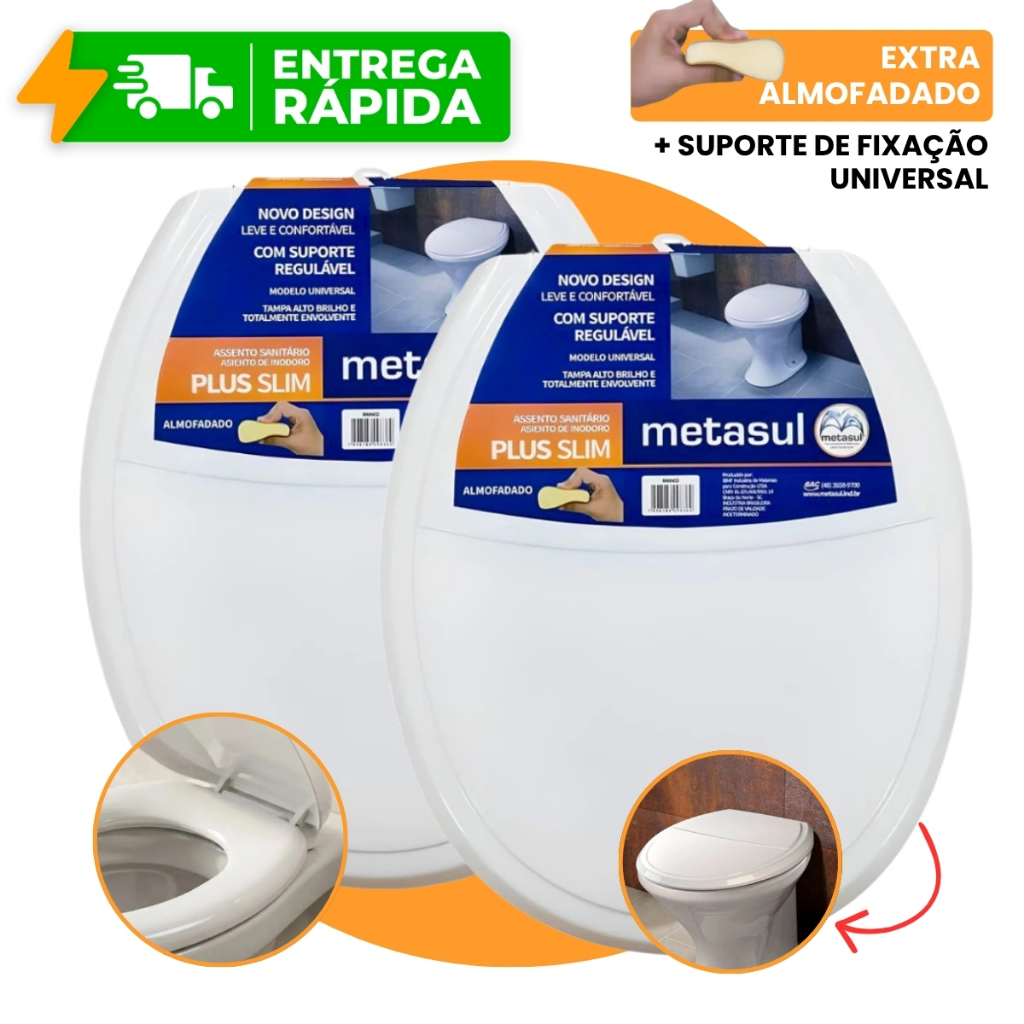 Assento Sanitário Almofadado Macio Oval Universal Plus Slim Tampa Vaso Privada Branco Deca Celite