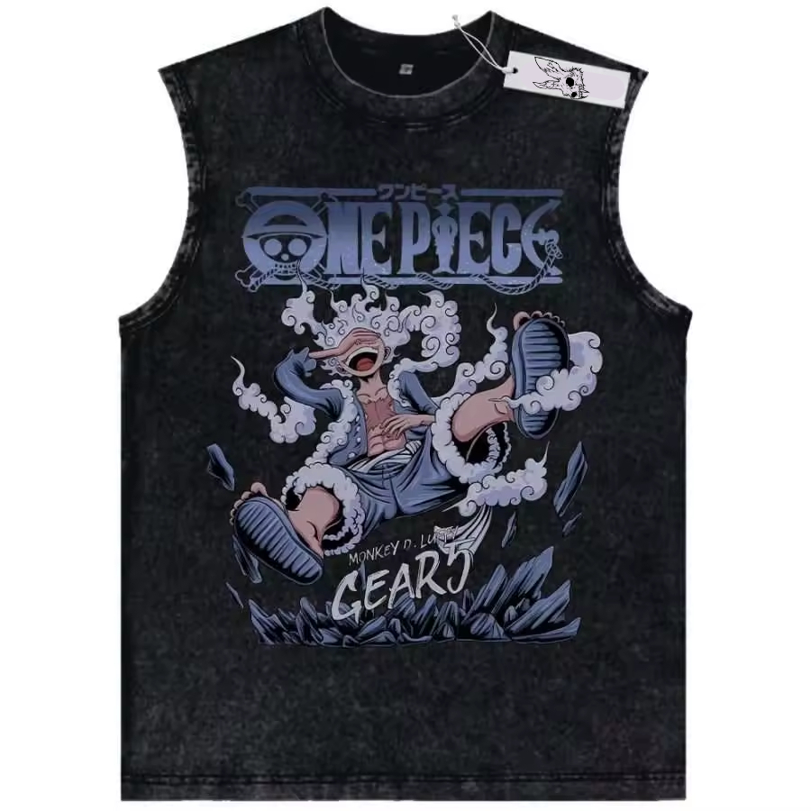 Camiseta Regata ESTONADA Luffy Gear 5 Son God Nika Joy Boy Imperador One Piece Gym Unissex
