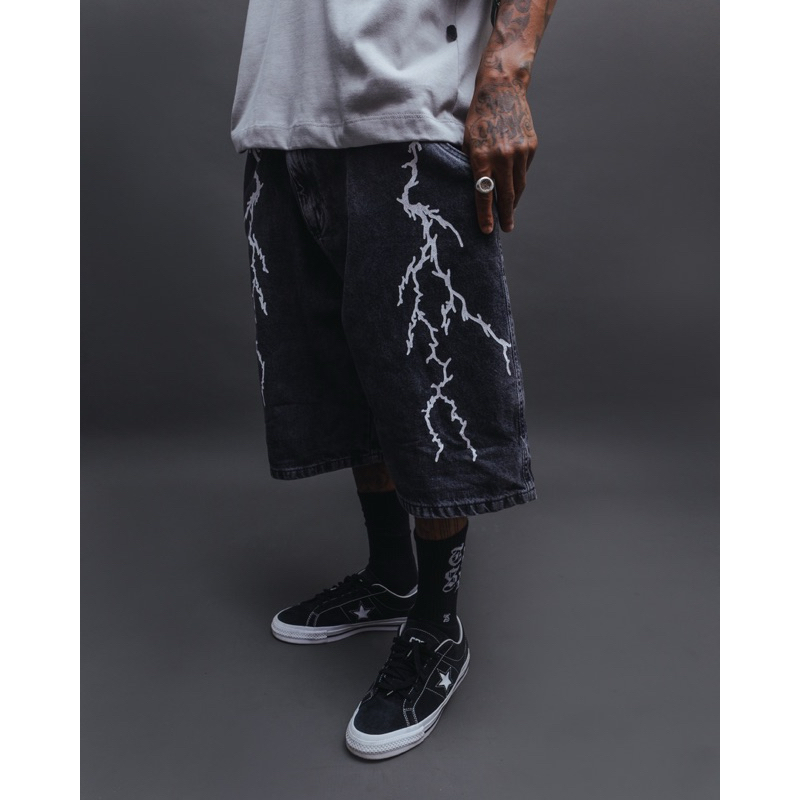 Bermuda Jeans Jorts Baggy  balao Tripside Cruz Vermelha Estonada