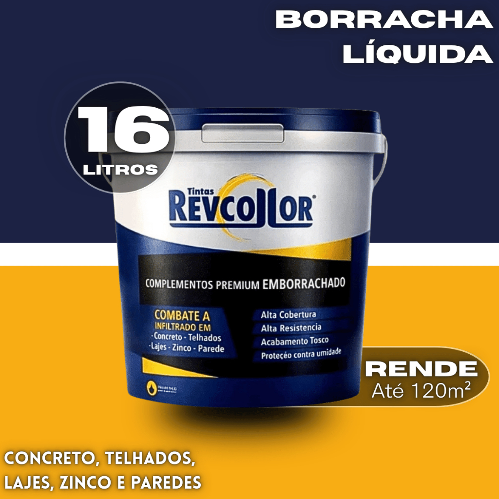 Borracha Liquida Incolor Revcollor 16L Manta Emborrachada Impermeabilizante Anti Umidade Telhado