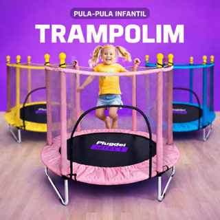 Pula Pula até 150kg Cama Elástica Trampolim Infantil 1.13m Com Rede de Proteção p/ Usuários TB02 em Oferta na Shopee
