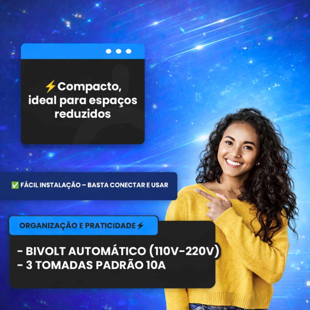 Detalhes do Benjamim Fixo Adaptador de Tomada Triplo 3 Pinos 10A
