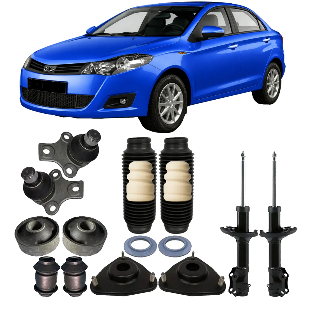 Amortecedor Dianteiro Kit Coxim Bucha Balança + Pivô Chery Celer 2012 2013 2014 2015 2016 A 2018