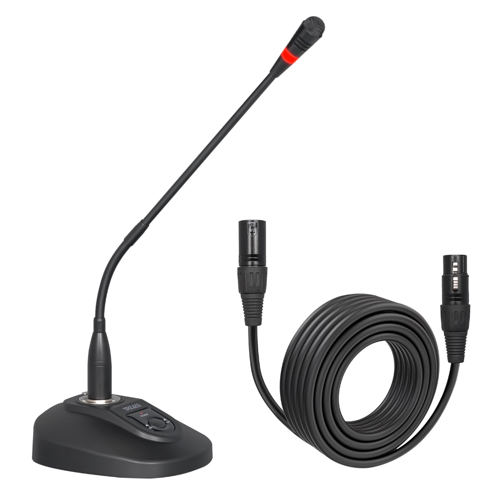 Microfone Gooseneck De Mesa Haste 60cm Para Conferência Igreja Eventos MQ60 TKLBLS