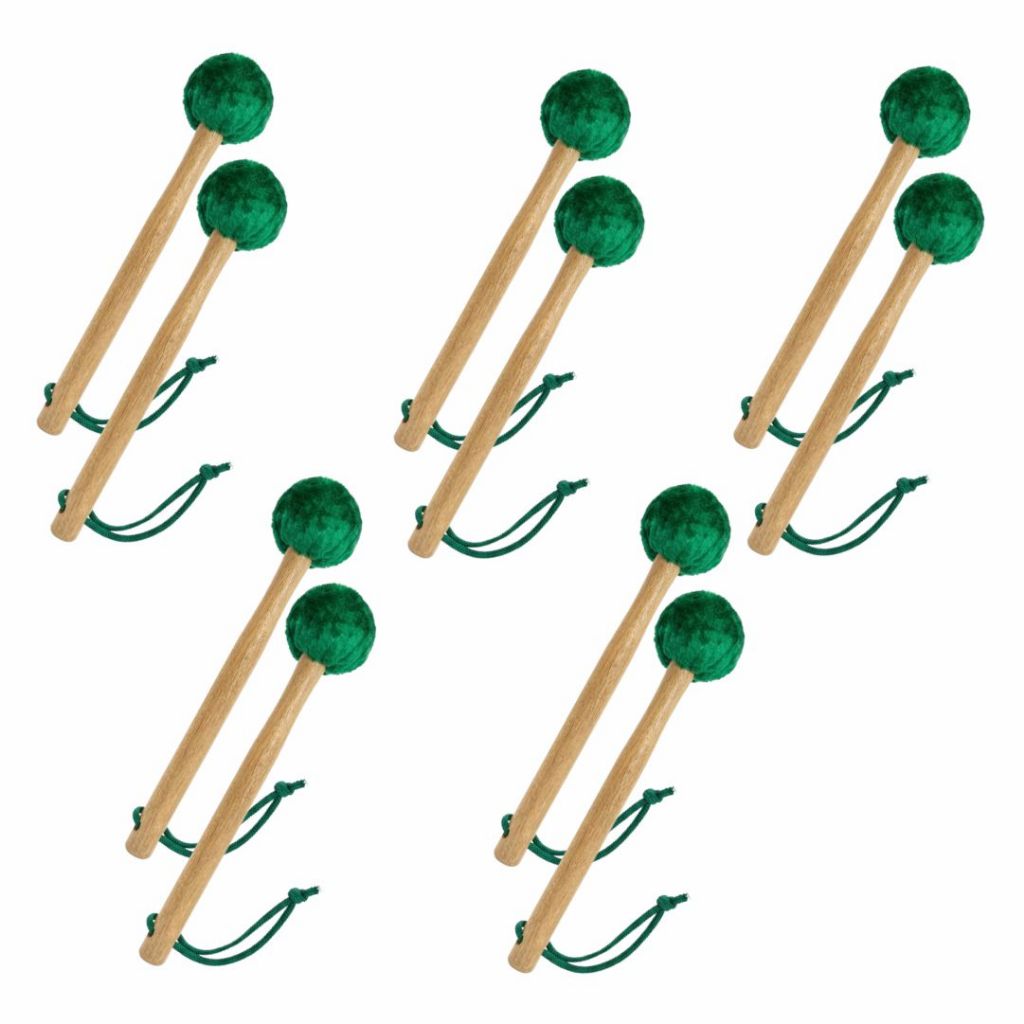 Kit C/10 Maçanetas Ponta Pelúcia Verde P/ Fanfarra / Surdo / Bumbo ( Baqueta / Banda Marcial )  - R2978