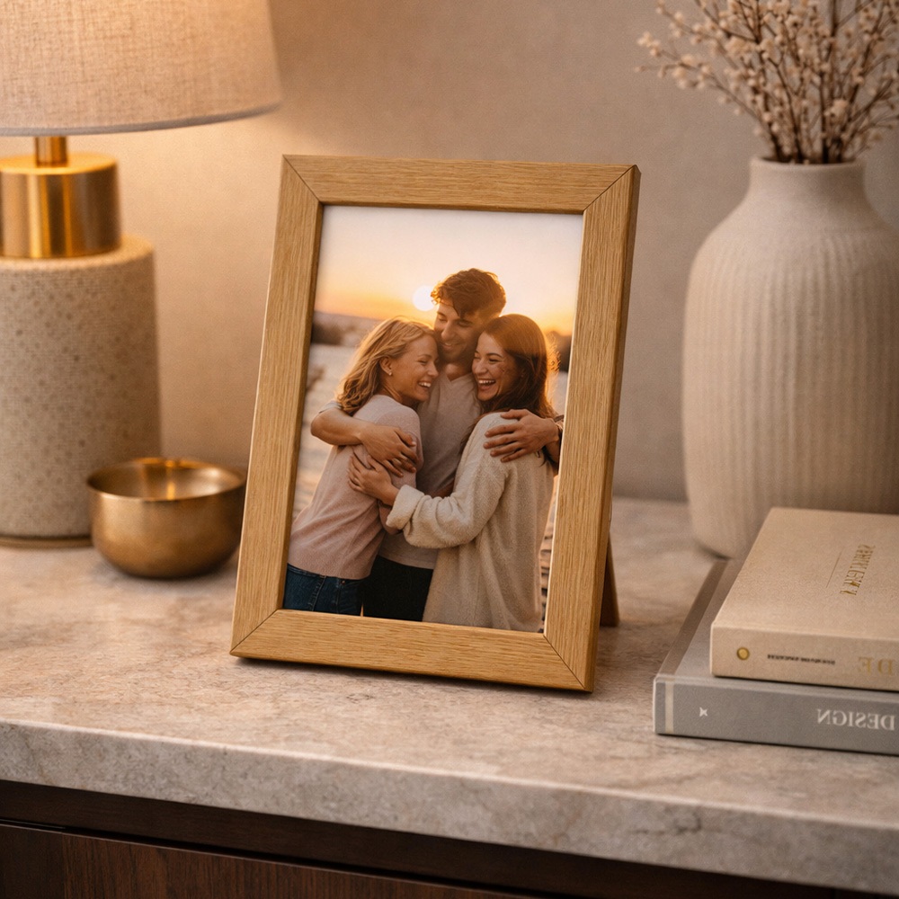 Porta Retrato 15x21cm A5 Com Vidro e Suporte Tipo Gravata Para Fotos Decorativo