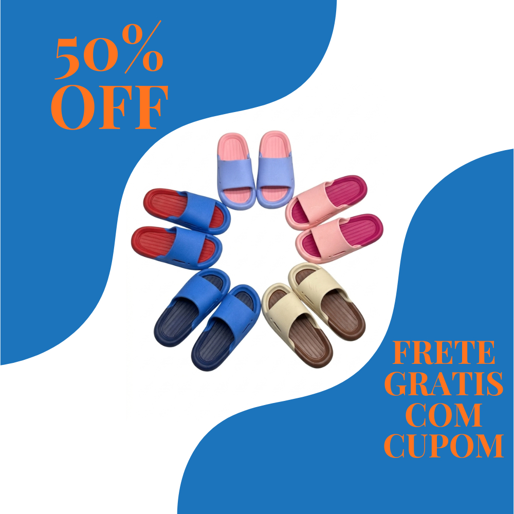 Chinelo bicolor Slide Confortável Nuvem Feminino infantil