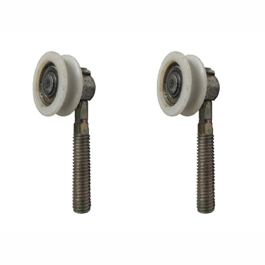 Kit 2 Roldana Rodízio Zincado para Parafusar com Rolamento 61901 P/ Porta e Janela de Correr Madeira