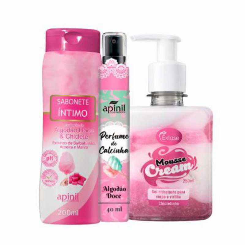 Kit Hidratante Mousse Cream+ Sabonete+Perfume Apinil SEX SHOP
