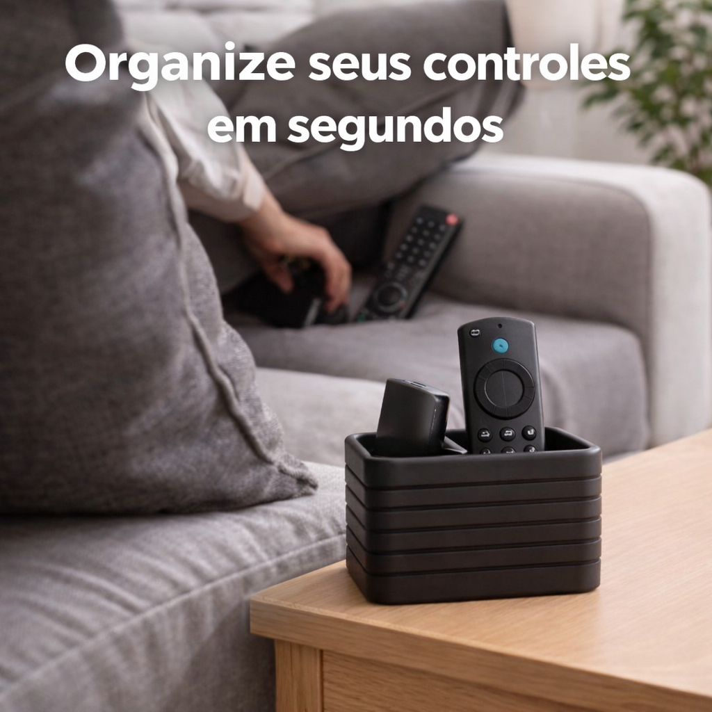 Organizador de Controle 2 Compartimentos | Porta Controle, TV, Ar, Streaming | Suporte Decorativo; Moderno; Minimalista.