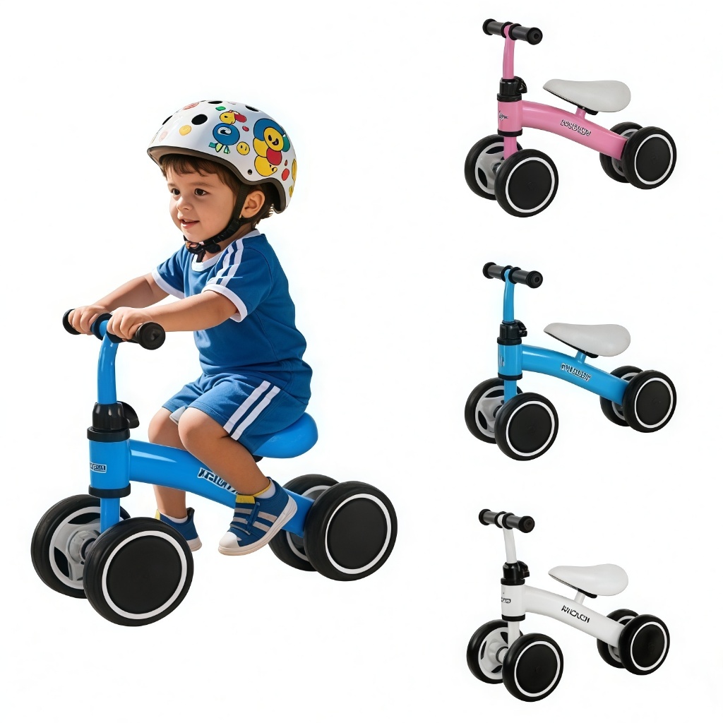 Andador/Bicicleta de Equilíbrio 4 Rodas Sem Pedal – Infantil, Estável e Seguro-P14