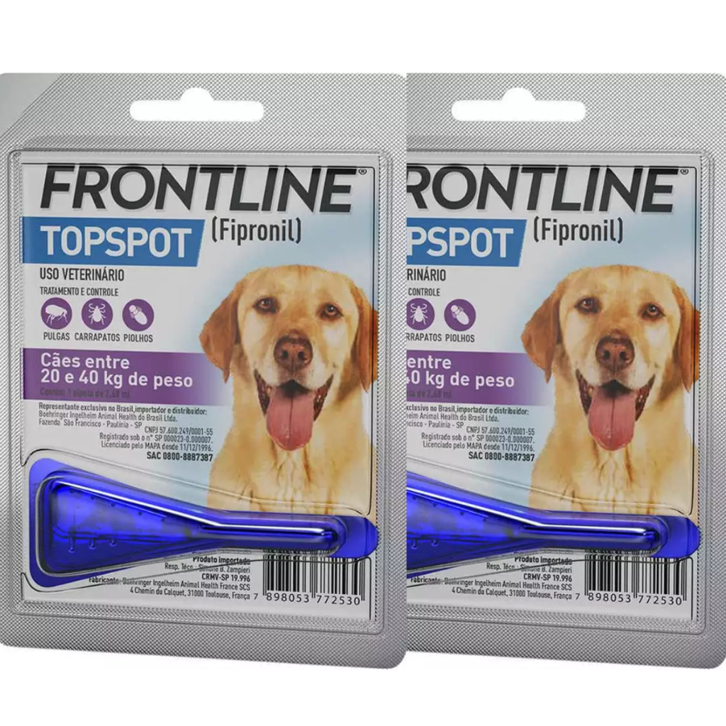 2 x Frontline TopSpot Cães 20 a 40kg Antipulgas e Carrapatos