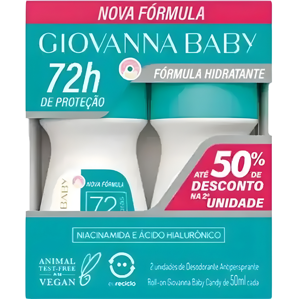 Kit 2 Desodorantes Roll-On Giovanna Baby Candy 50ml